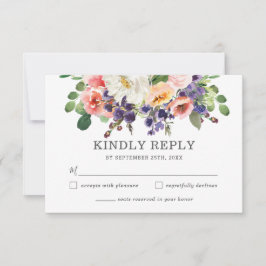  Peach Lila White Blommigt Greenery Bröllop OSA Kort