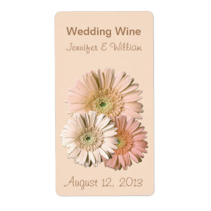 Peach Linen Gerber Daisy Bröllop Mini Vin-etikett Fraktsedel