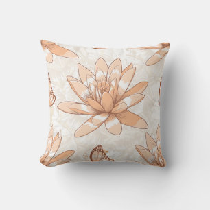 Peach Lotus Blommar Dekorativ kudde