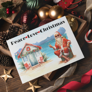 Peach Love Christmas Tomte Strand Helgkort