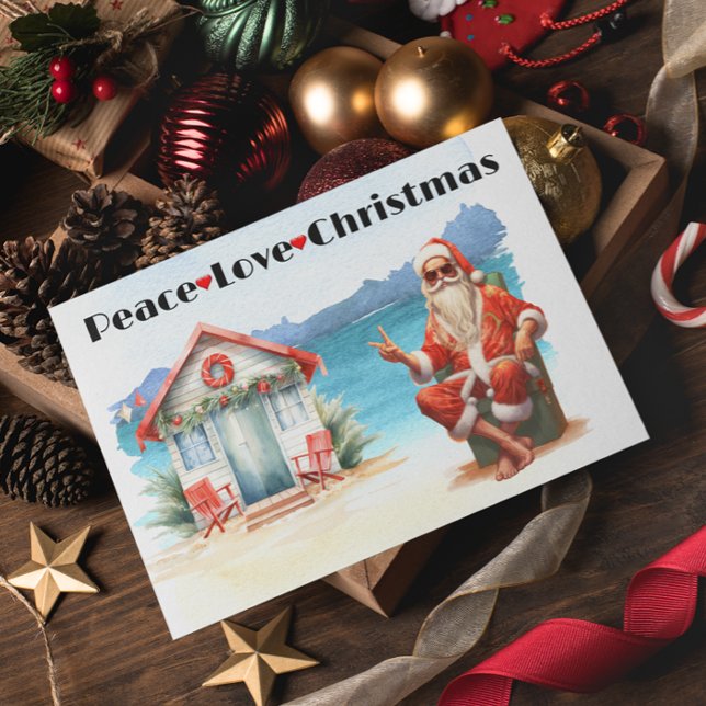 Peach Love Christmas Tomte Strand Helgkort (Skapare uppladdad)