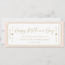 Peach Lycklig Mors dag Gift Voucher-kort Inbjudningar