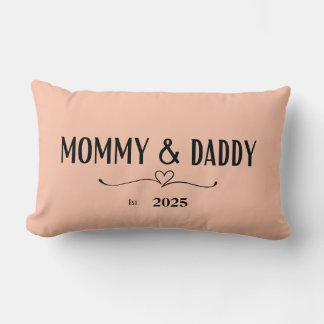 Peach Mamma & pappa Est. År Pillow Lumbarkudde