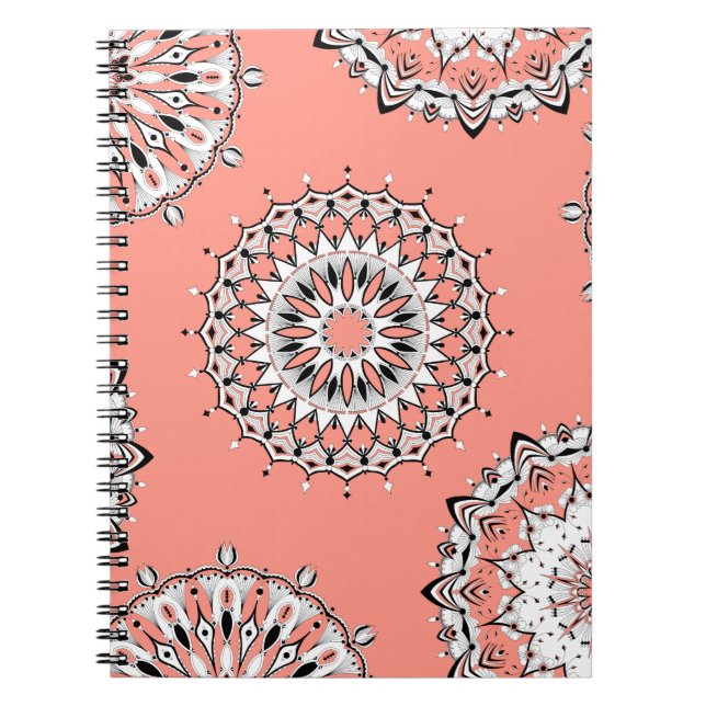 Peach Mandala 1 Spiral bärbar dator Anteckningsbok (Framsidan)