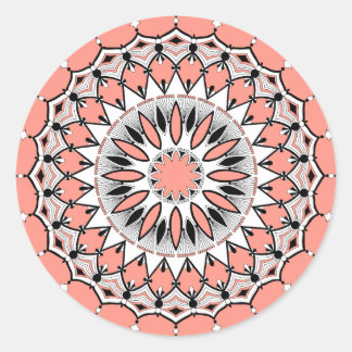 Peach Mandala (design 1) - Stickers Runt Klistermärke