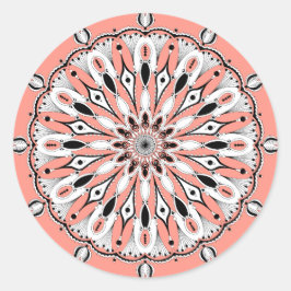 Peach Mandala (design 2) - Stickers Runt Klistermärke