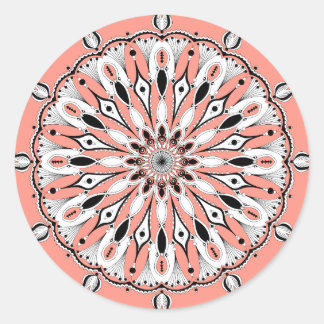 Peach Mandala (design 2) - Stickers Runt Klistermärke