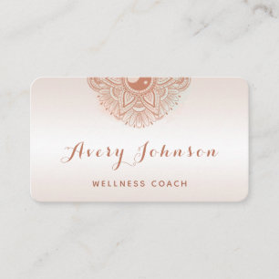 Peach Mandala Hälsa Coach Modern Social Media Visitkort