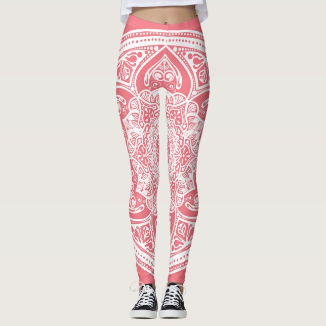 Peach Mandala Leggings (Framsida)