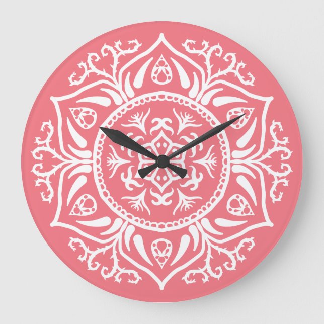 Peach Mandala Stor Klocka (Framsida)