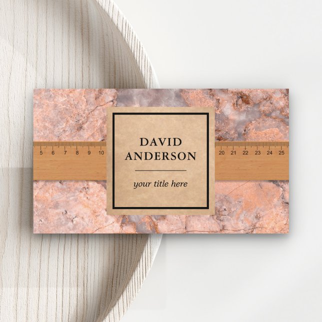 Peach Marble Granite Splashback Köksräknare Visitkort (Skapare uppladdad)