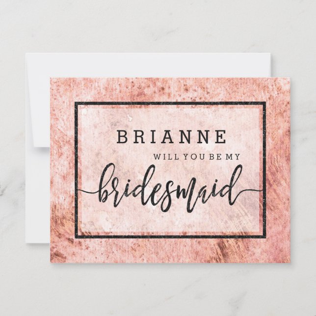 Peach Marble Watercolor blir min bridesmaid Inbjudningar (Framsida)