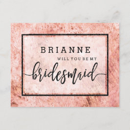 Peach Marble Watercolor blir min bridesmaid Inbjudningar
