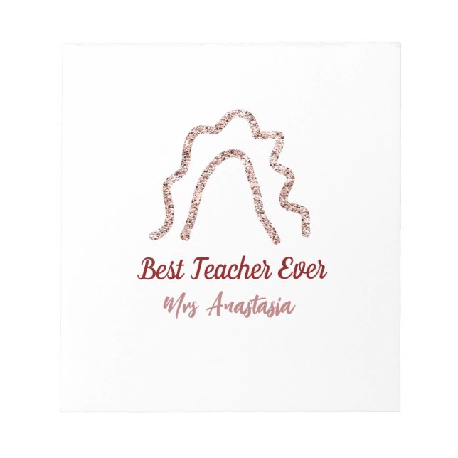 Peach marron glitter rainbow teacher appreciation  anteckningsblock (Framsida)