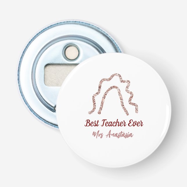 Peach marron glitter rainbow teacher appreciation  flasköppnare (Framsidan)