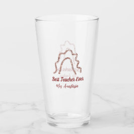 Peach marron glitter rainbow teacher appreciation glaskopp