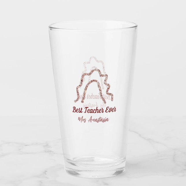 Peach marron glitter rainbow teacher appreciation  glaskopp (Framsida)