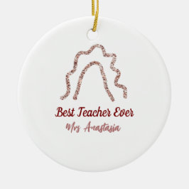 Peach marron glitter rainbow teacher appreciation julgransprydnad keramik