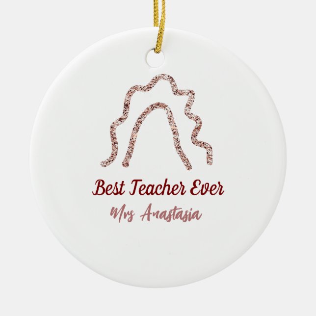 Peach marron glitter rainbow teacher appreciation  julgransprydnad keramik (Framsidan)