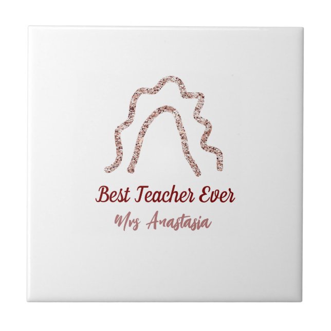 Peach marron glitter rainbow teacher appreciation  kakelplatta (Framsidan)
