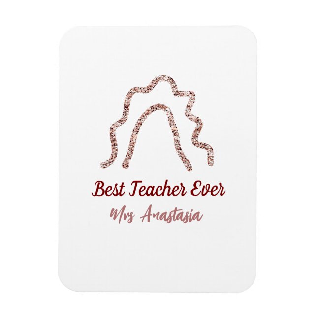 Peach marron glitter rainbow teacher appreciation  magnet (Vertikal)