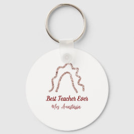 Peach marron glitter rainbow teacher appreciation nyckelring