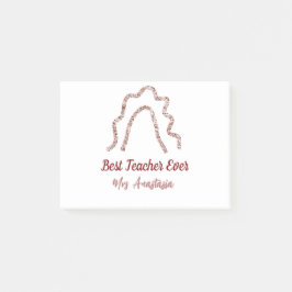 Peach marron glitter rainbow teacher appreciation post-it block