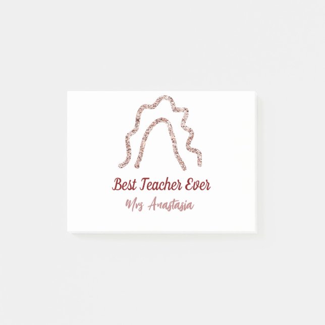 Peach marron glitter rainbow teacher appreciation  post-it block (Framsida)