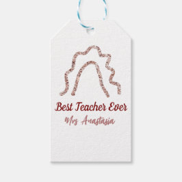 Peach marron glitter rainbow teacher appreciation presentetikett