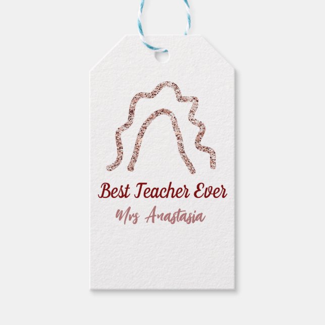 Peach marron glitter rainbow teacher appreciation  presentetikett (Framsidan)