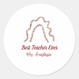 Peach marron glitter rainbow teacher appreciation runt klistermärke