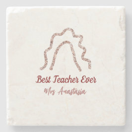 Peach marron glitter rainbow teacher appreciation stenunderlägg