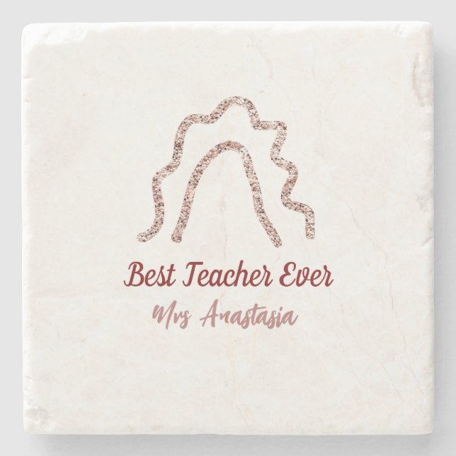 Peach marron glitter rainbow teacher appreciation  stenunderlägg (Framsidan)