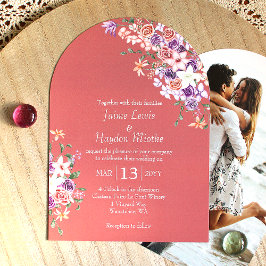 Peach, Mauve, Lilac Boho Ro Garden Wedding Inbjudningar