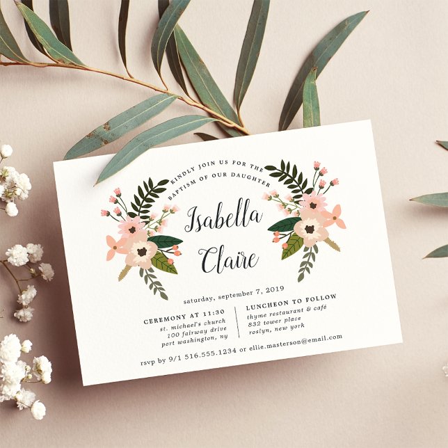 Peach Meadow Christening eller Baptism-inbjudan Inbjudningar (Skapare uppladdad)