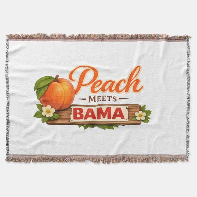 Peach Meets Bama Woven Throw Blanket | Southern Lo Filt (Framsidan)