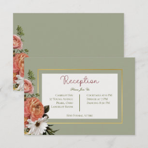 Peach Mimosa Blommar Blommig Bröllopsmottagning Tilläggskort