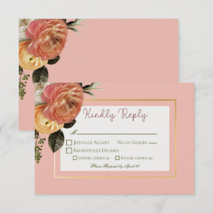Peach Mimosa Blooms Blommigt Bröllop OSA Kort