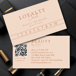 Peach Minimal Elegant Salon QR Code Visitkort