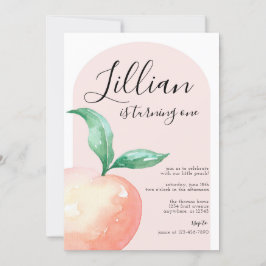 Peach Minimalist Födelsedagsfest inbjudan