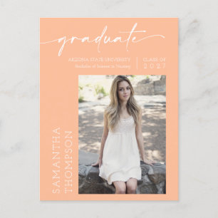 Peach-minimalistiskt skript som hon gjorde med fot vykort