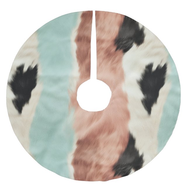Peach Mint Cream Cowgirl Cowhide Julgransmatta Borstad Polyester (Framsidan)