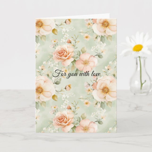 Peach Mint Pretty Roses Floral Bridal Shower Kort (Liten växt)