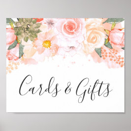 Peach & Mint Succulards och Gifts Bord-tecken Poster