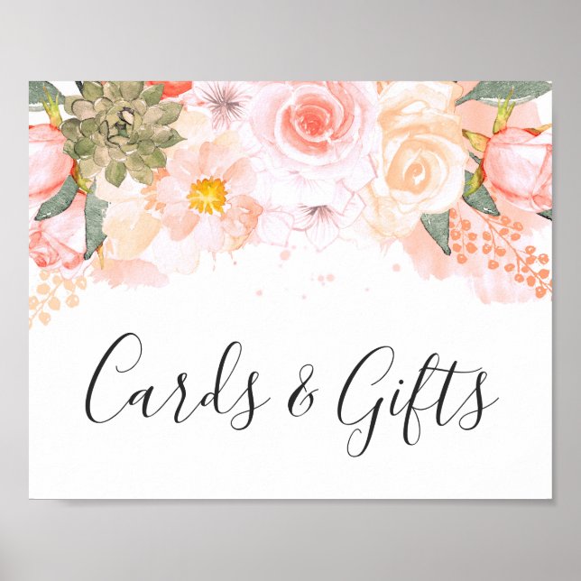 Peach & Mint Succulards och Gifts Bord-tecken Poster (Framsidan)