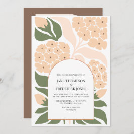 Peach Mist Abstract Floral Modern Spring Wedding Inbjudningar