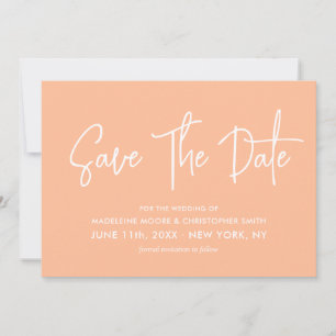 Peach Modern Calligraphy Scannable QR Code Bröllop Spara Datumet