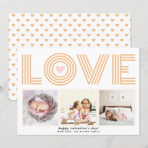 Peach modern hjärtefoto KÄRLEK Valentines day Julkort