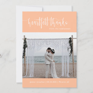 Peach Modern minimalistisk fotopatron i Bröllop Tack Kort