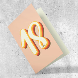 Peach Modern Retro Groovy artonde 18:e födelsedage Kort
